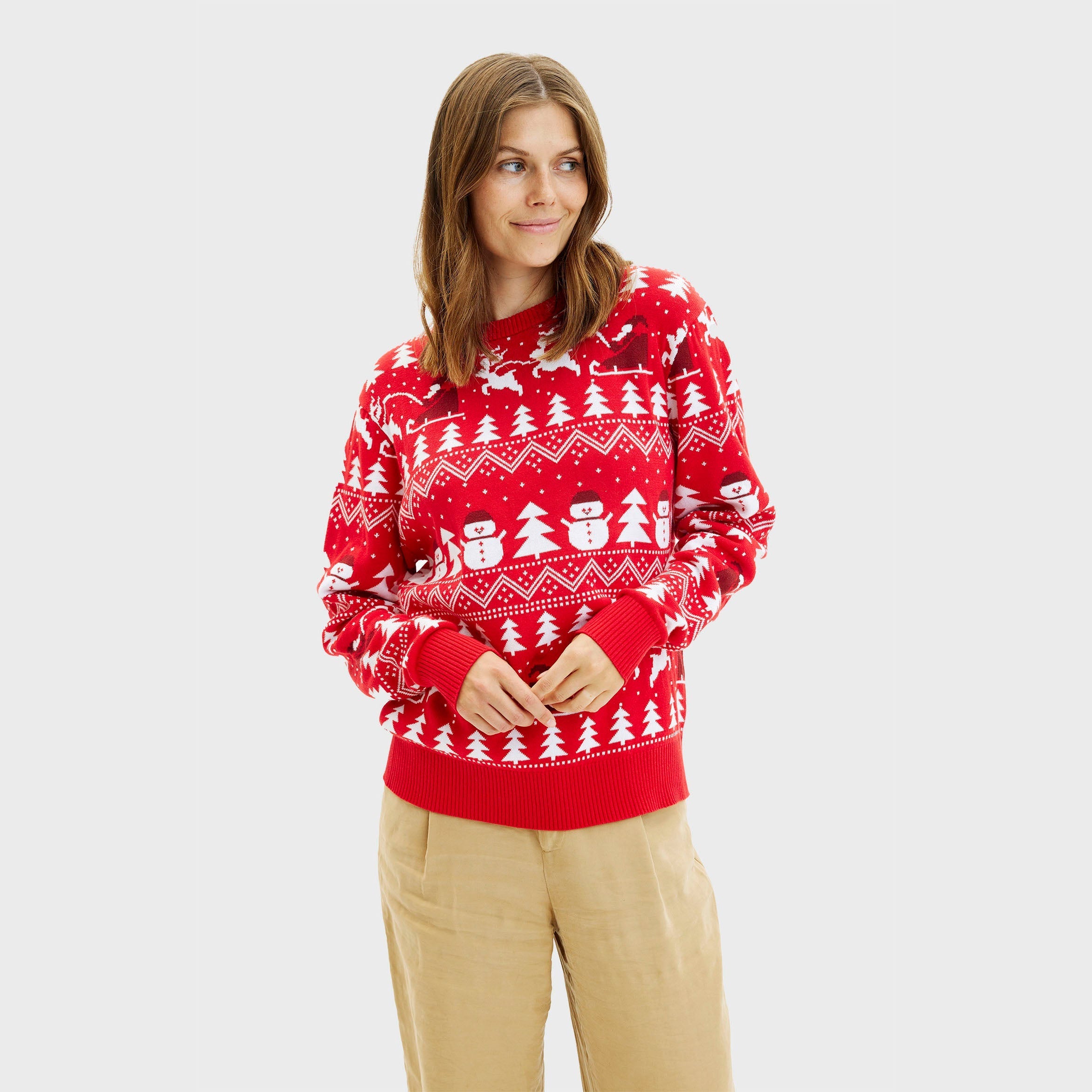 Der Stilvolle Weihnachtspullover rot - Damen.